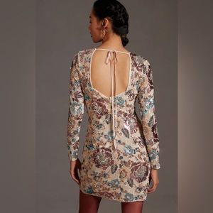 Anthropologie Floral Sequin mini dress.